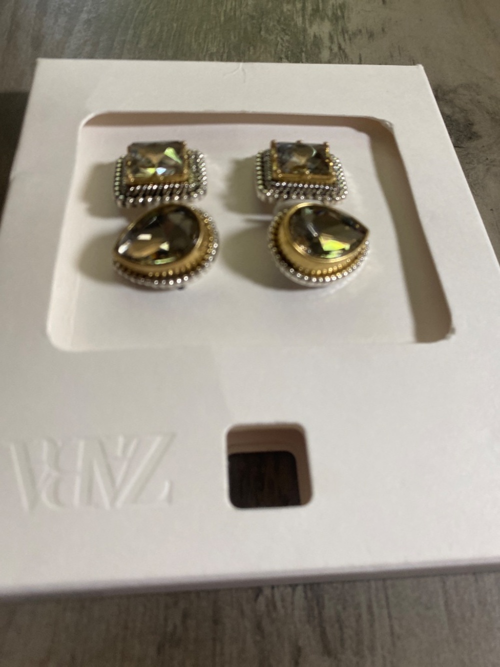 NWT Zara Double Rhinestones Earrings - Picture 7 of 8